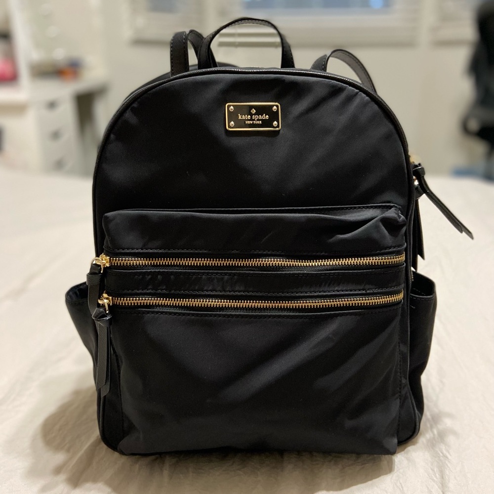 SELLING: Kate Spade NY Black Saffiano Trim Nylon Backpack